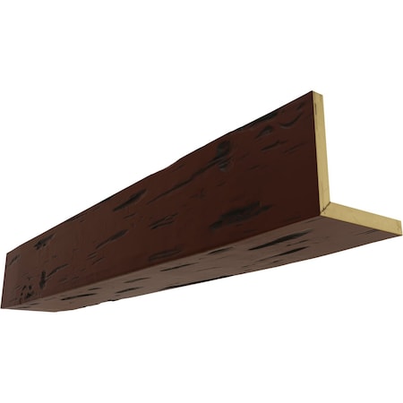 2-Sided (L-beam) Pecky Cypress Endurathane Faux Wood Ceiling Beam, NaturaL Pecan, 12W X 4H X 8'L